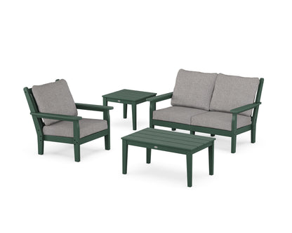 POLYWOOD® Chippendale 4-Piece Deep Seating Set in Green / Grey Mist