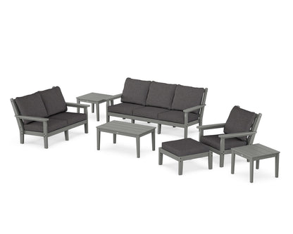 POLYWOOD® Chippendale 7-Piece Deep Seating Set in Slate Grey / Ash Charcoal