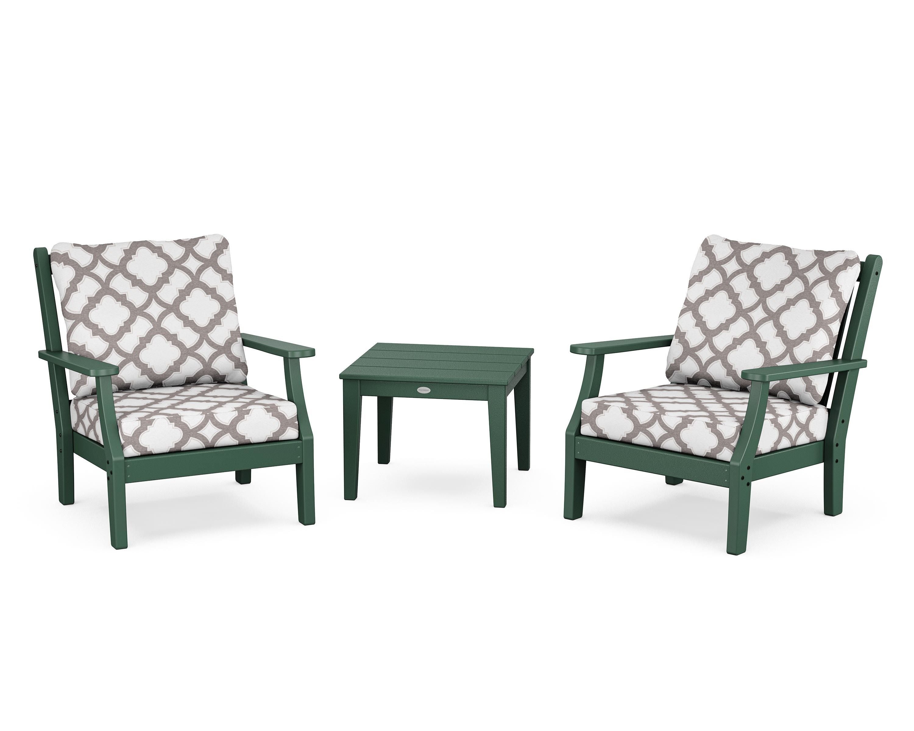 Country Living Wovendale 3-Piece Deep Seating Set in Green / Trellis Grey Mist