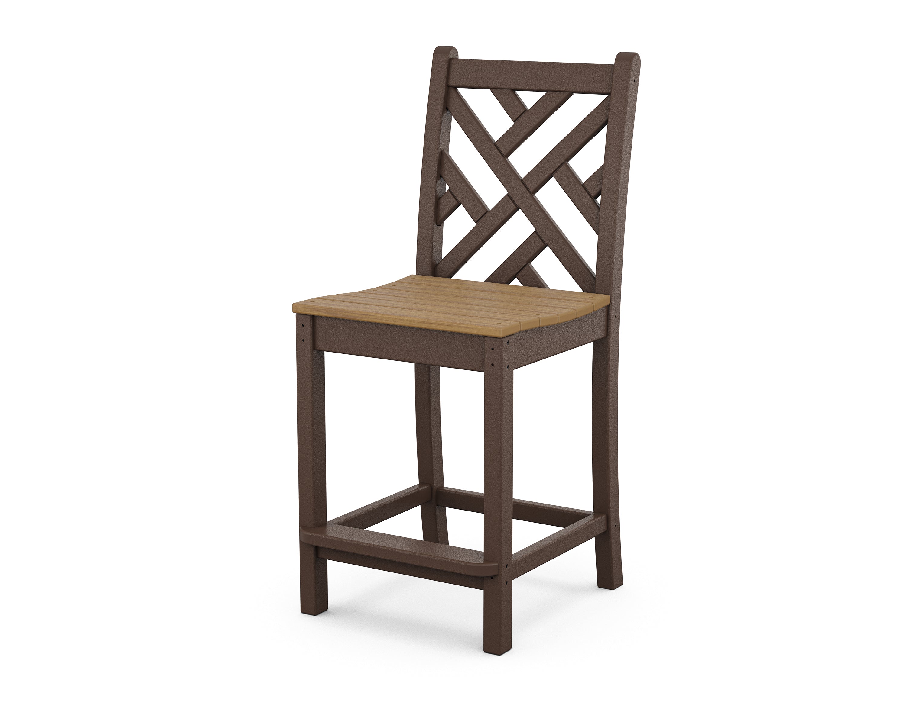 POLYWOOD® Chippendale Counter Side Chair in Mahogany / Natural