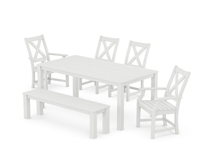 POLYWOOD® Braxton 6-Piece Parsons Dining Set with Bench in White