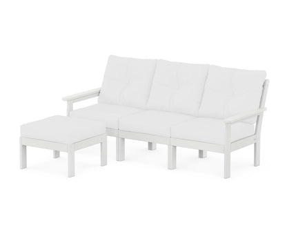 POLYWOOD® Vineyard 4-Piece Sectional with Ottoman in White / Natural