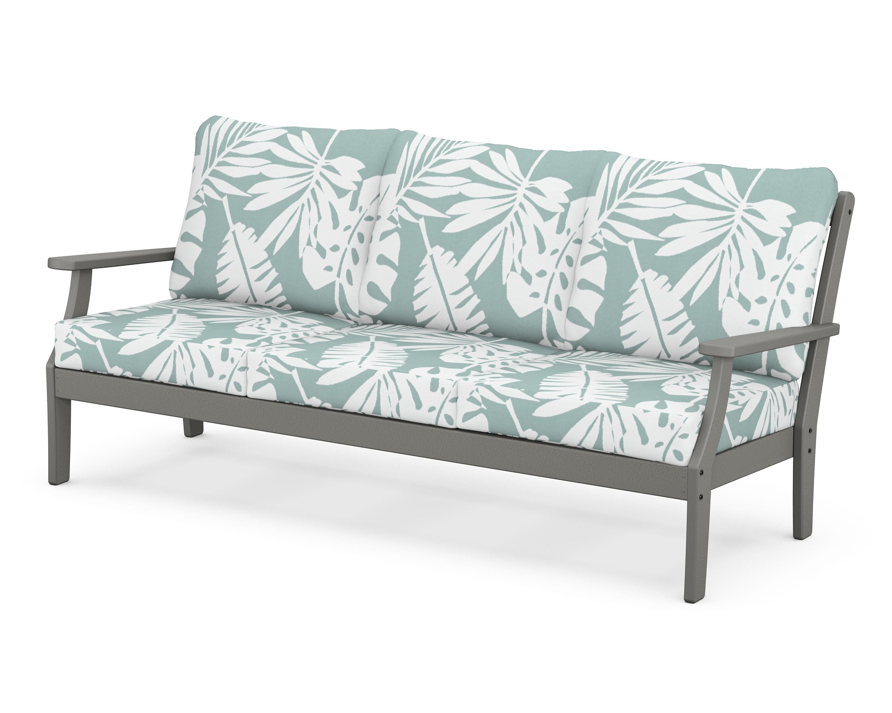 POLYWOOD® Braxton Deep Seating Sofa in Slate Grey / Leaf Glacier Spa