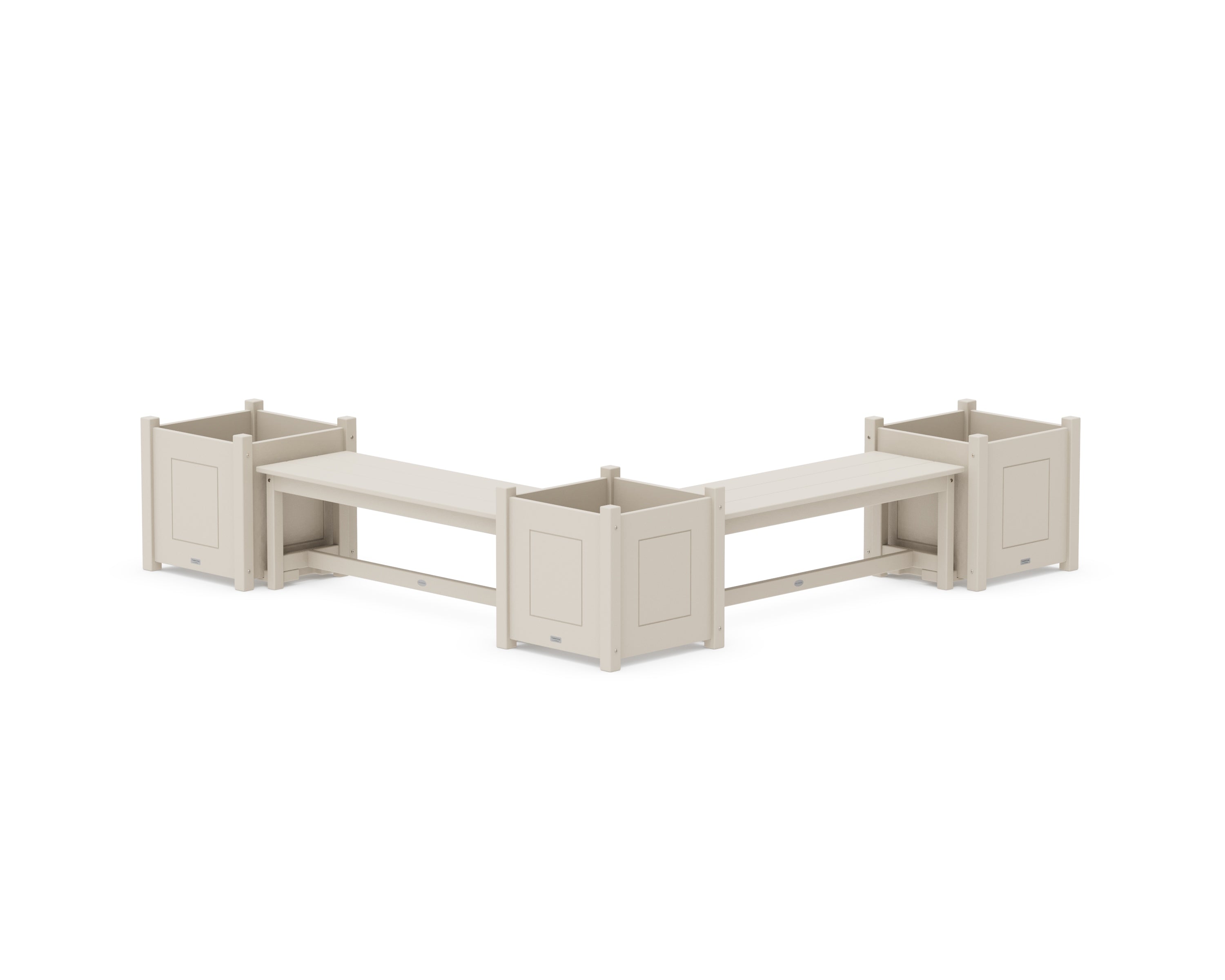 POLYWOOD® 48" Country Living L- Shaped Planter Bench Corner Set - Large in Sand