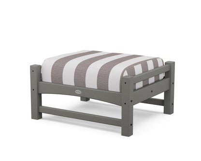 POLYWOOD® Club Ottoman in Slate Grey / Cabana Stripe Grey Mist