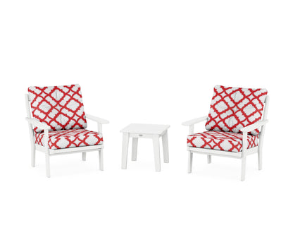 POLYWOOD® Mission 3-Piece Deep Seating Set in White / Trellis Crimson