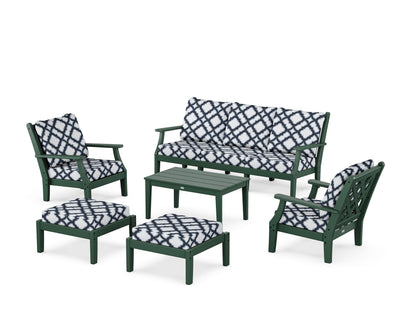 Country Living Wovendale 6-Piece Lounge Sofa Set in Green / Trellis Marine Indigo