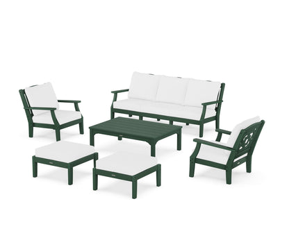 Martha Stewart by POLYWOOD® Chinoiserie 6-Piece Lounge Sofa Set in Green / Natural