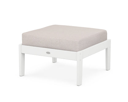 POLYWOOD® Braxton Deep Seating Ottoman in White / Dune Burlap