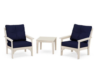POLYWOOD® Vineyard 3-Piece Deep Seating Set in Sand / Navy