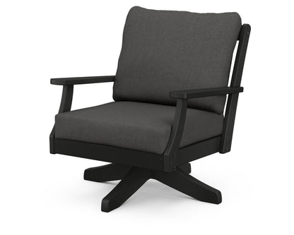 POLYWOOD® Braxton Deep Seating Swivel Chair in Black / Spectrum Carbon