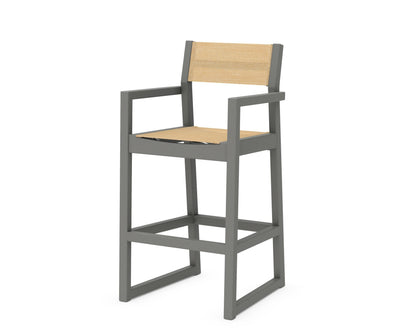 POLYWOOD® EDGE Sling Bar Arm Chair in Slate Grey / Dupioni Apricot Sling