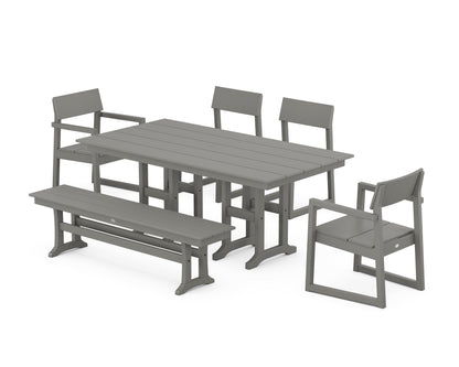 POLYWOOD® EDGE 6-Piece Farmhouse Dining Set in Slate Grey