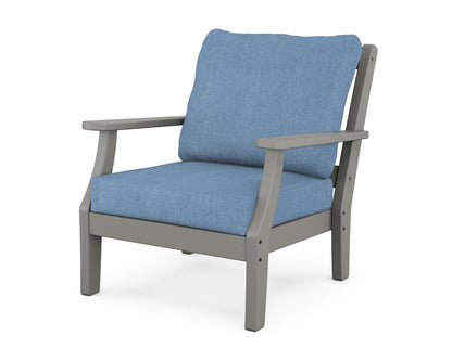 Martha Stewart by POLYWOOD® Chinoiserie Deep Seating Chair in Slate Grey / Sky Blue