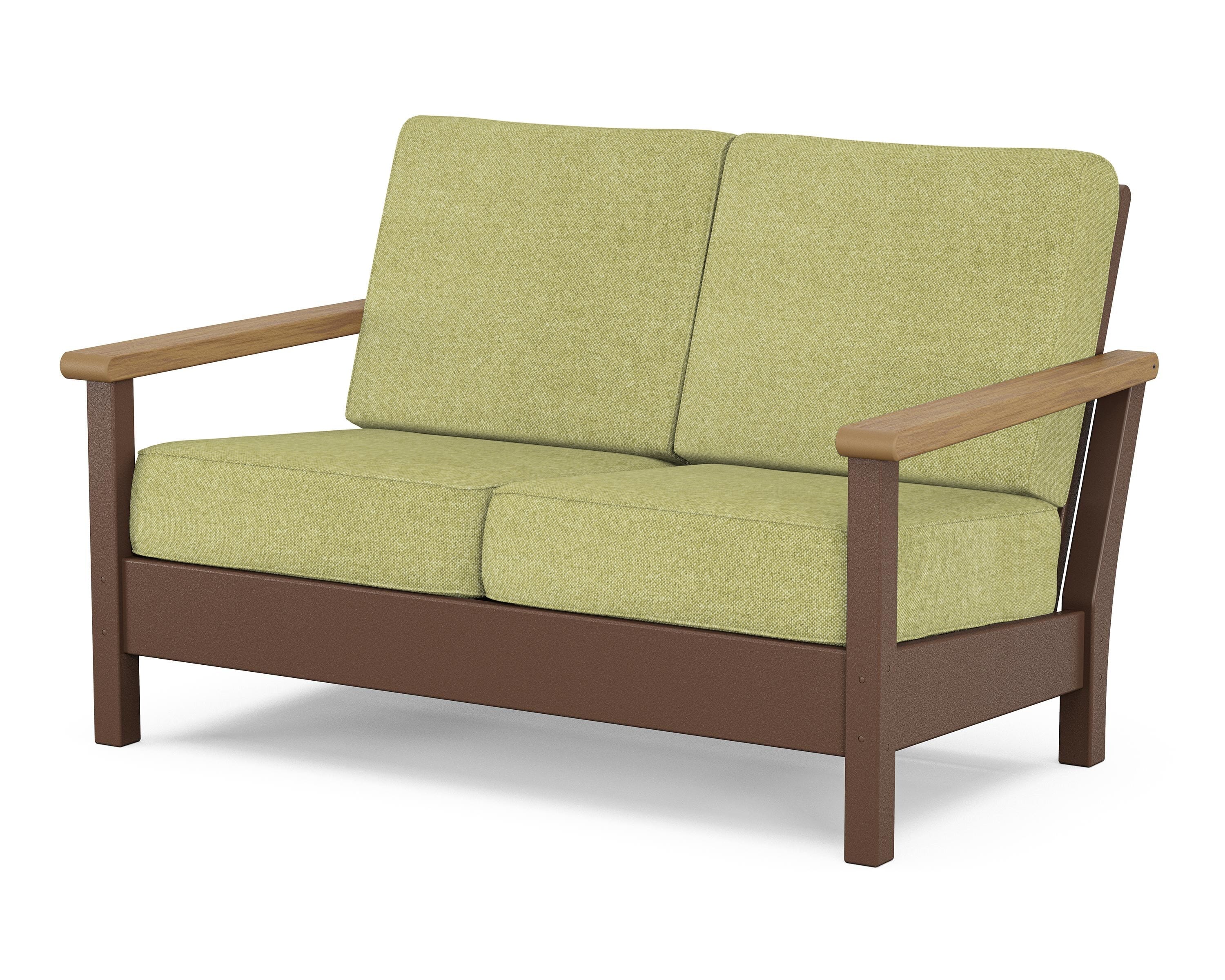 POLYWOOD® Harbour Deep Seating Loveseat in Mahogany / Natural / Chartreuse Boucle