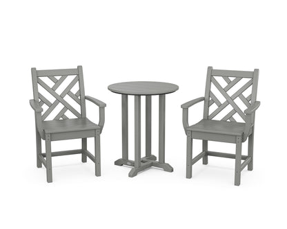 POLYWOOD® Chippendale 3-Piece Round Bistro Dining Set in Slate Grey