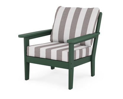 Country Living Cottage Deep Seating Chair in Green / Cabana Stripe Grey Mist