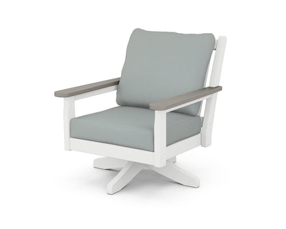 Chippendale Deep Seating Swivel Chair - White