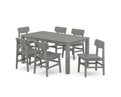 POLYWOOD® Modern Studio Urban Chair 7-Piece Parsons Table Dining Set in Slate Grey