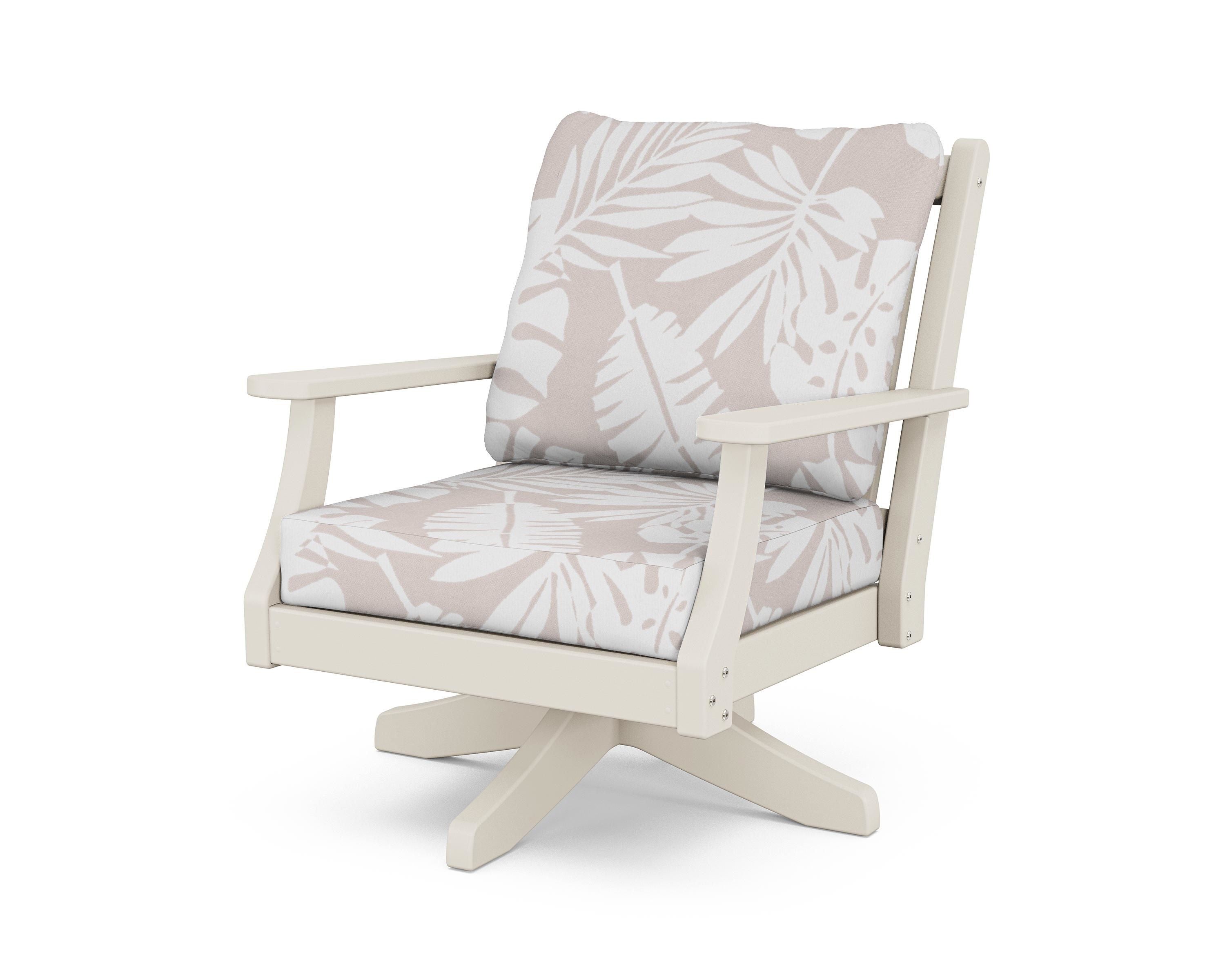 Country Living Wovendale Deep Seating Swivel Chair in Sand / Leaf Dune Burlap