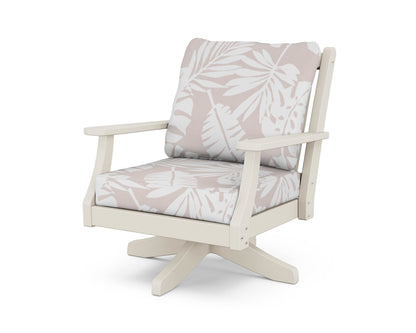 Country Living Wovendale Deep Seating Swivel Chair in Sand / Leaf Dune Burlap