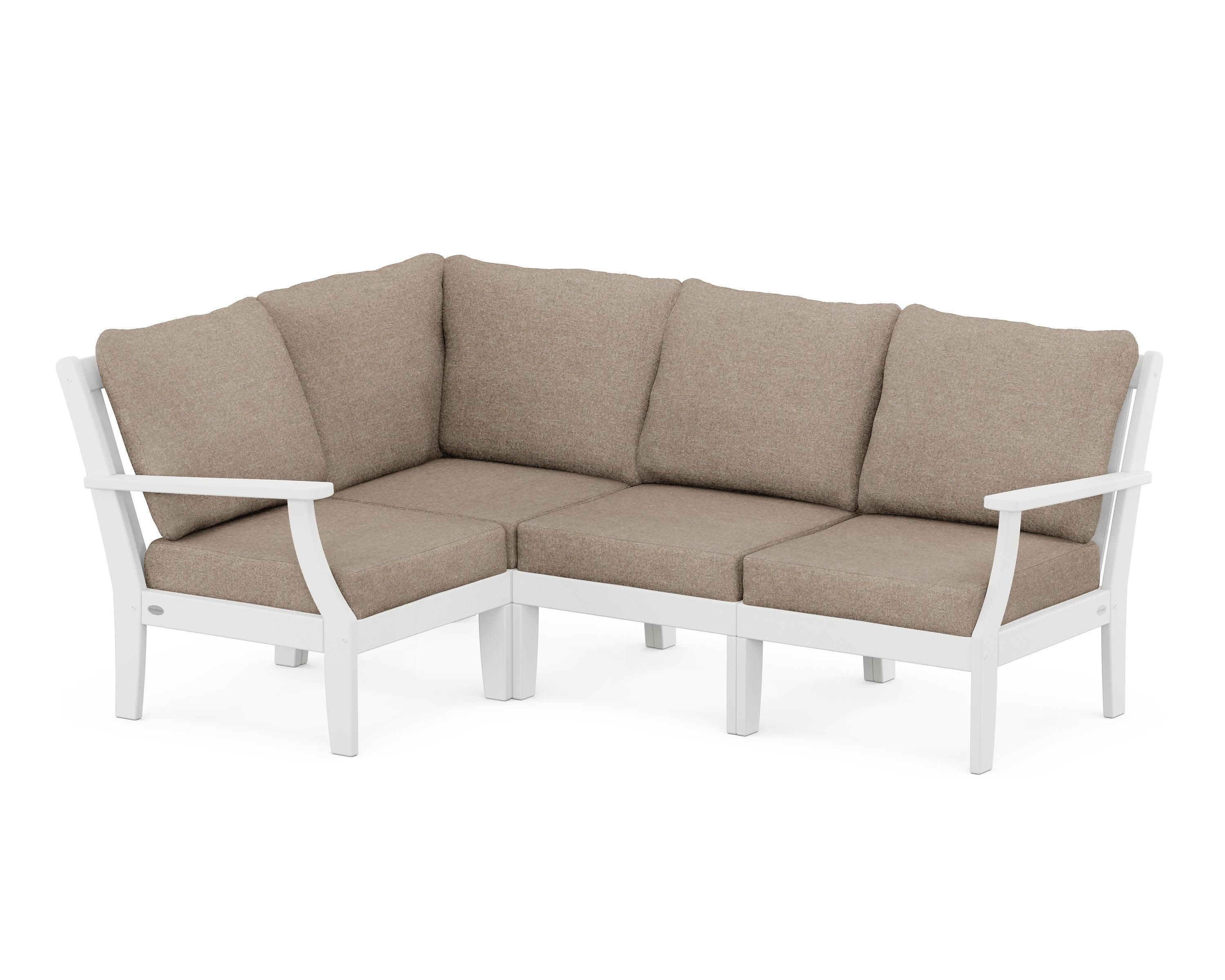 POLYWOOD® Braxton Modular 4-Piece Deep Seating Set in White / Spiced Burlap