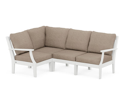 POLYWOOD® Braxton Modular 4-Piece Deep Seating Set in White / Spiced Burlap