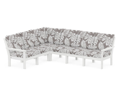 POLYWOOD® Vineyard 6-Piece Sectional in White / Leaf Grey Mist