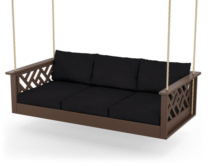 POLYWOOD® Chippendale Daybed Swing in Mahogany / Midnight Linen