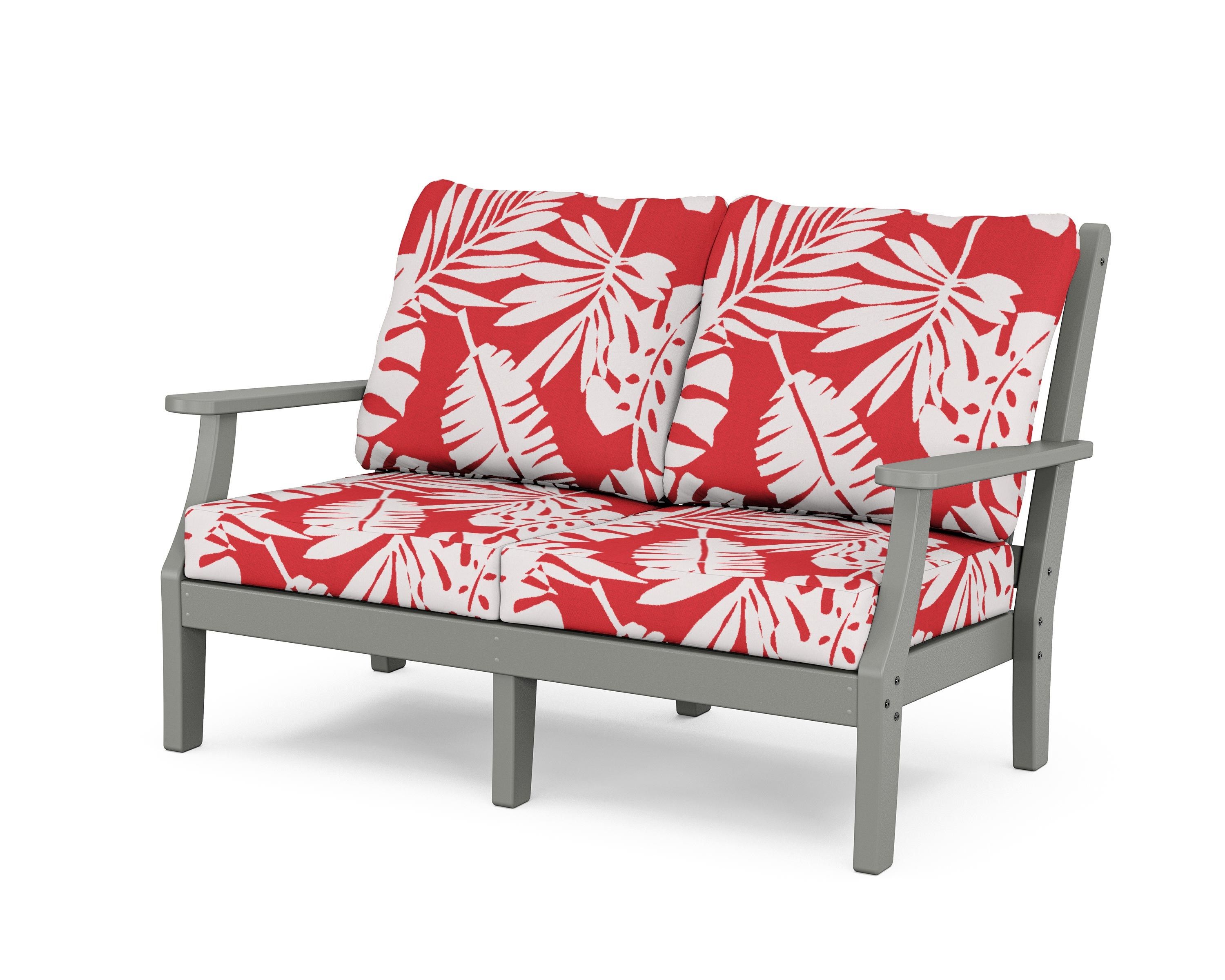 Country Living Wovendale Deep Seating Loveseat in Slate Grey / Leaf Crimson