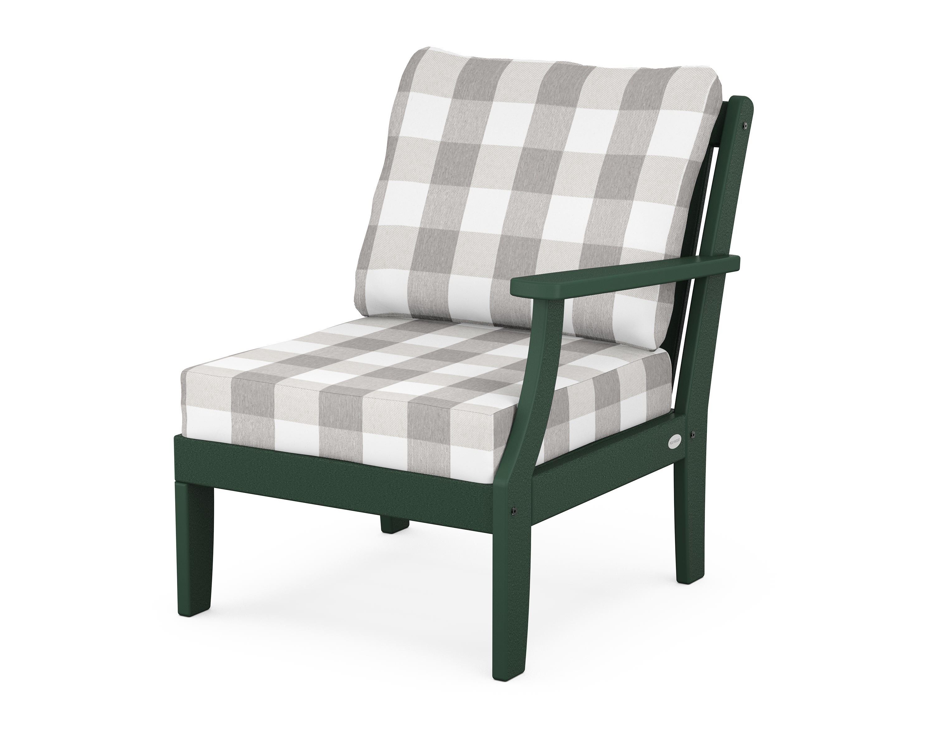 POLYWOOD® Braxton Modular Right Arm Chair in Green / Buffalo Plaid Grey Mist