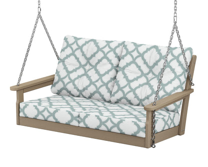 POLYWOOD® Vineyard Deep Seating Swing in Vintage Sahara / Trellis Glacier Spa
