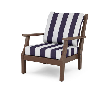 Country Living Wovendale Deep Seating Chair in Mahogany / Cabana Stripe Navy