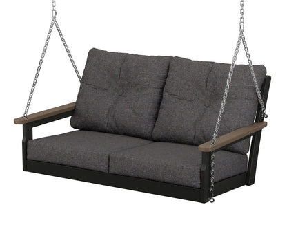 POLYWOOD® Vineyard Deep Seating Swing in Black / Kona / Ash Charcoal