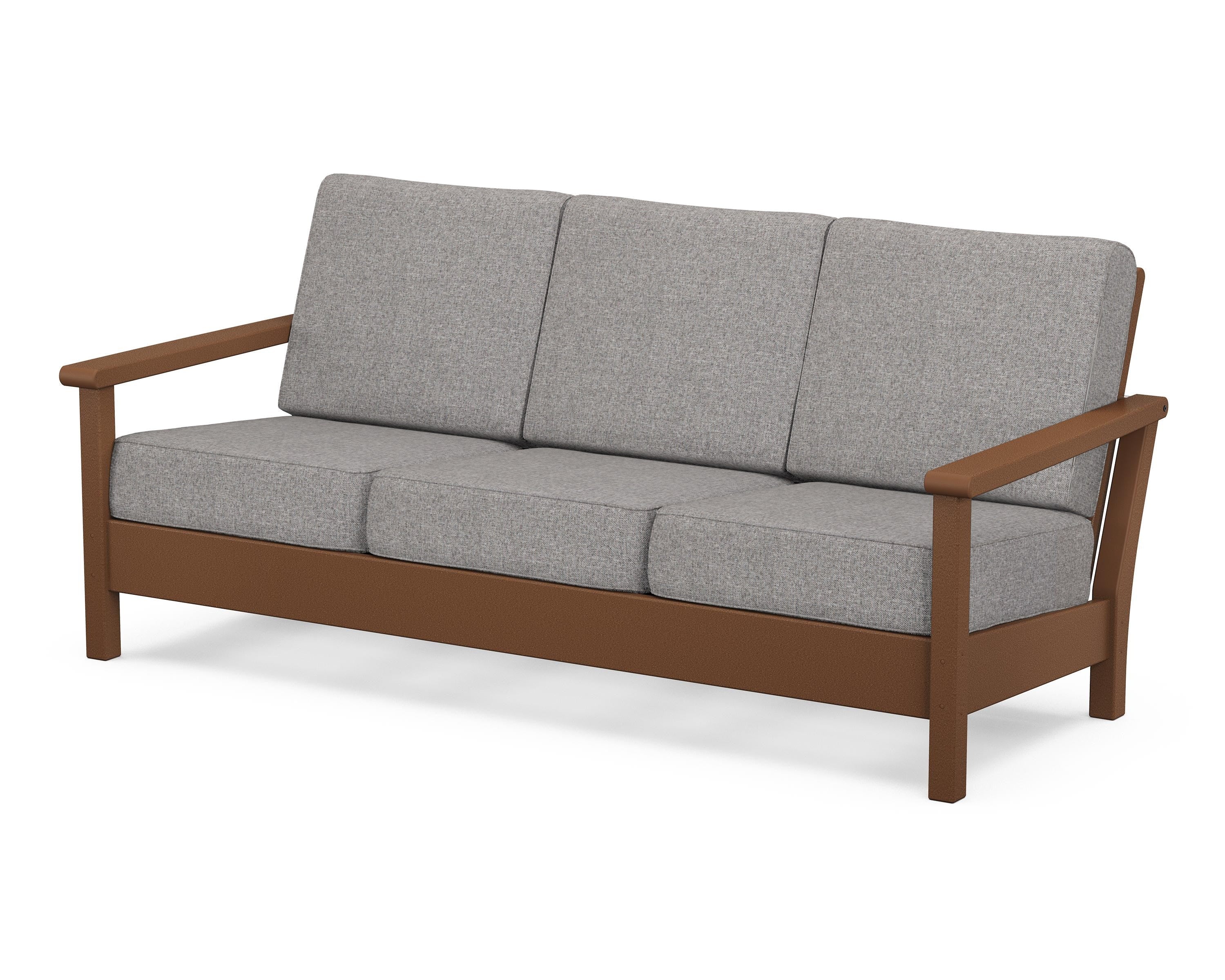 POLYWOOD® Harbour Deep Seating Sofa in Teak / Grey Mist