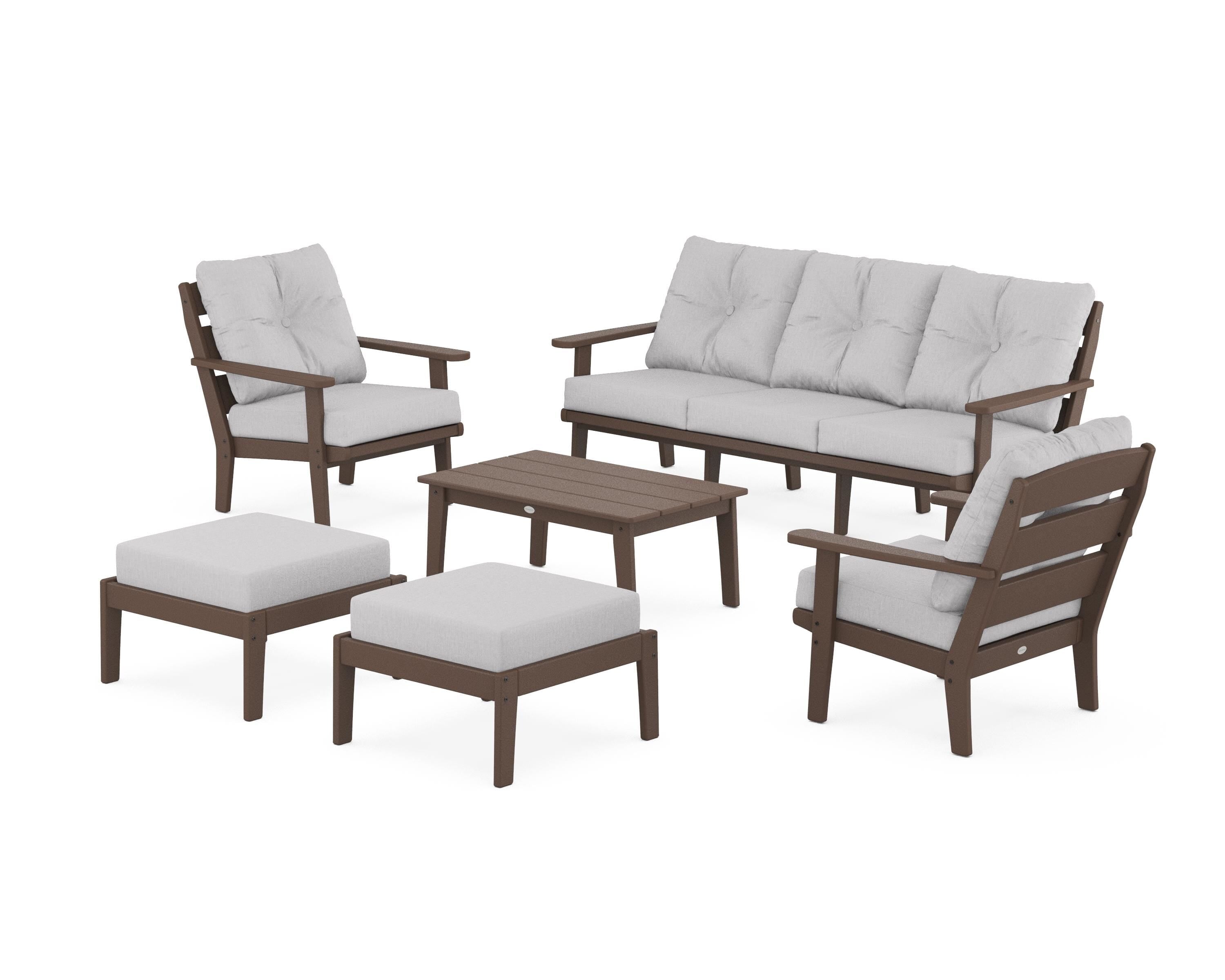 POLYWOOD® Lakeside 6-Piece Lounge Sofa Set in Mahogany / Granite