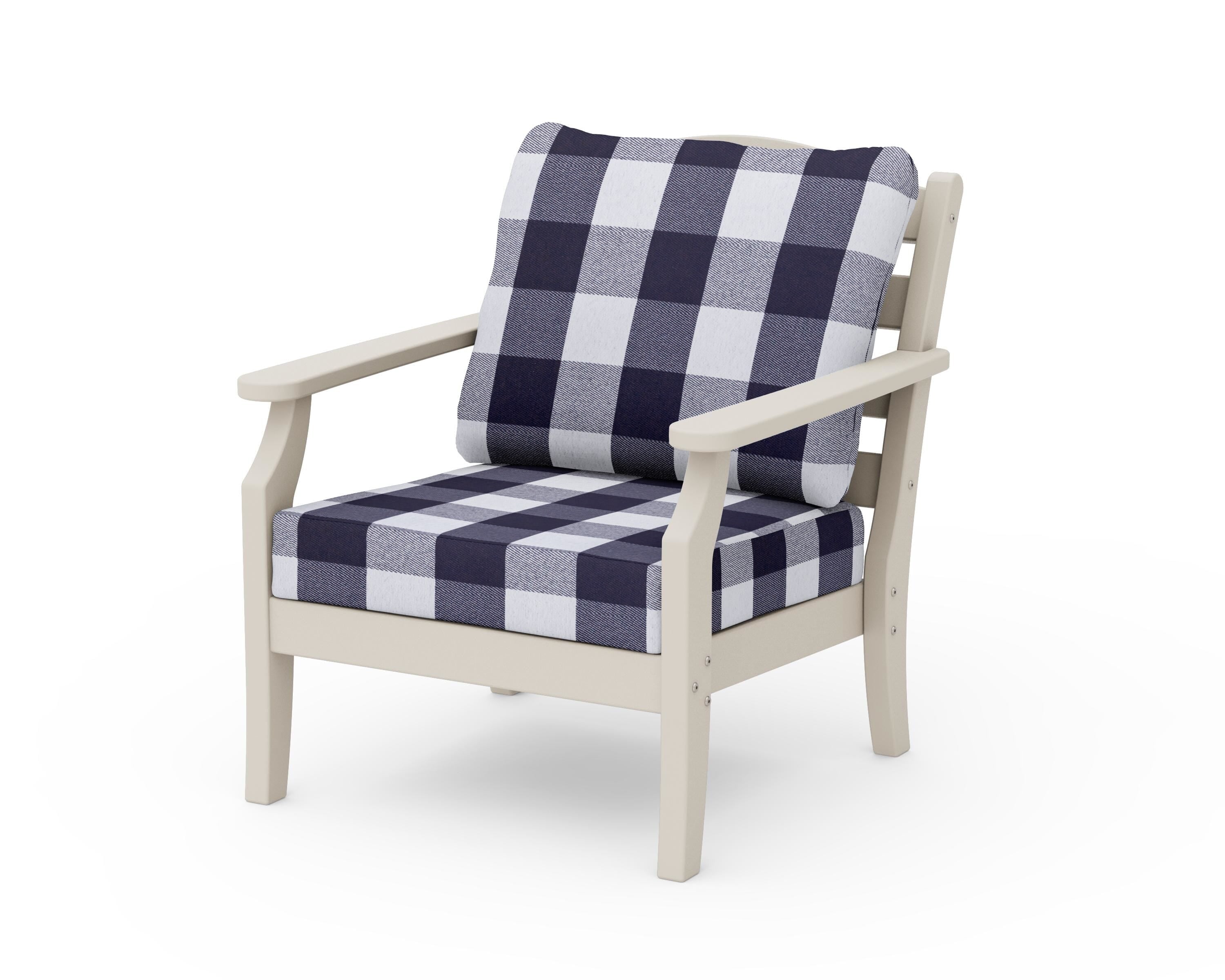 Draper James™ by  POLYWOOD® Savannah Deep Seating Chair in Sand / Buffalo Plaid Navy