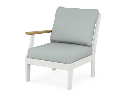 POLYWOOD® Braxton Modular Left Arm Chair in White / Natural / Spa