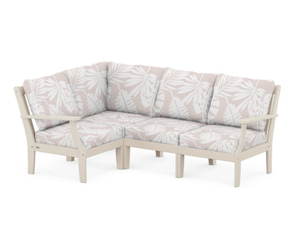 POLYWOOD® Braxton Modular 4-Piece Deep Seating Set in Sand / Leaf Dune Burlap