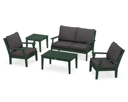 POLYWOOD® Braxton 5-Piece Deep Seating Set in Green / Ash Charcoal