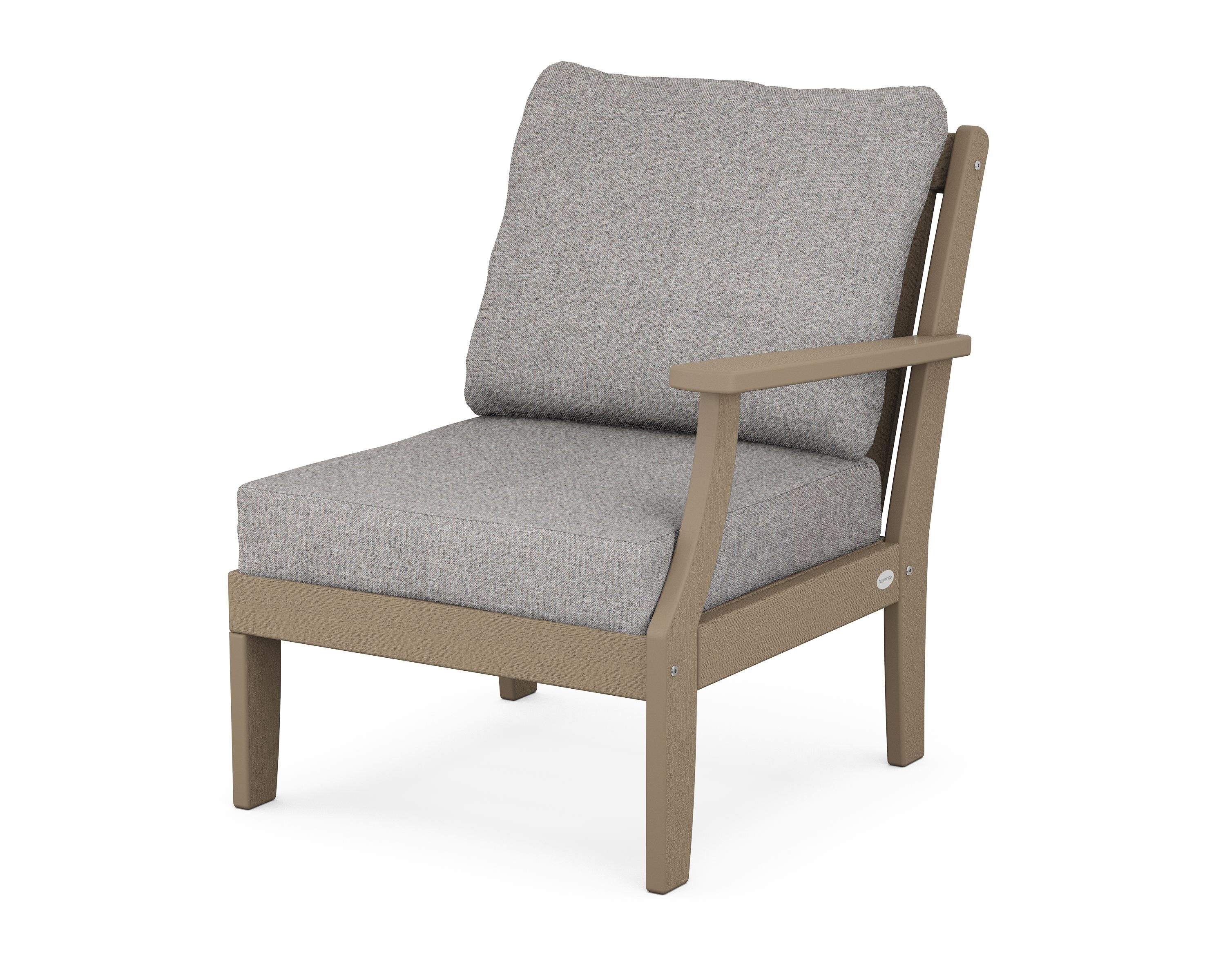 POLYWOOD® Braxton Modular Right Arm Chair in Vintage Sahara / Grey Mist