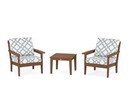 Country Living Cottage 3-Piece Deep Seating Set in Teak / Trellis Glacier Spa