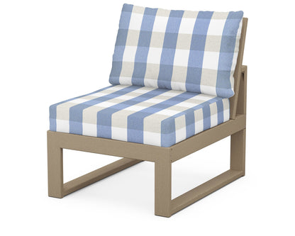 Unbranded Modular Armless Chair in Vintage Sahara / Buffalo Plaid Sky Blue