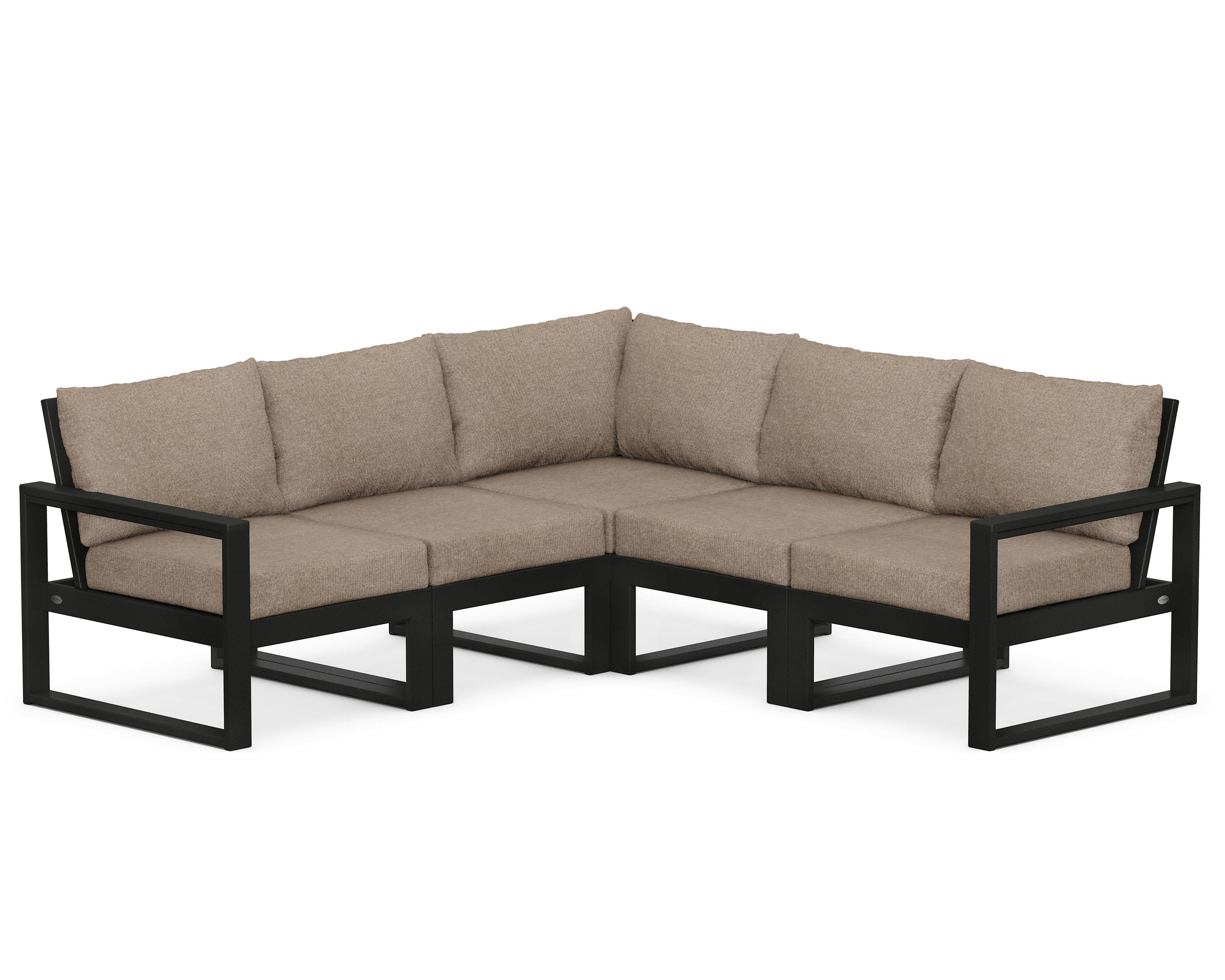 POLYWOOD® EDGE 5-Piece Modular Deep Seating Set in Black / Spiced Burlap