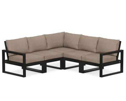 POLYWOOD® EDGE 5-Piece Modular Deep Seating Set in Black / Spiced Burlap