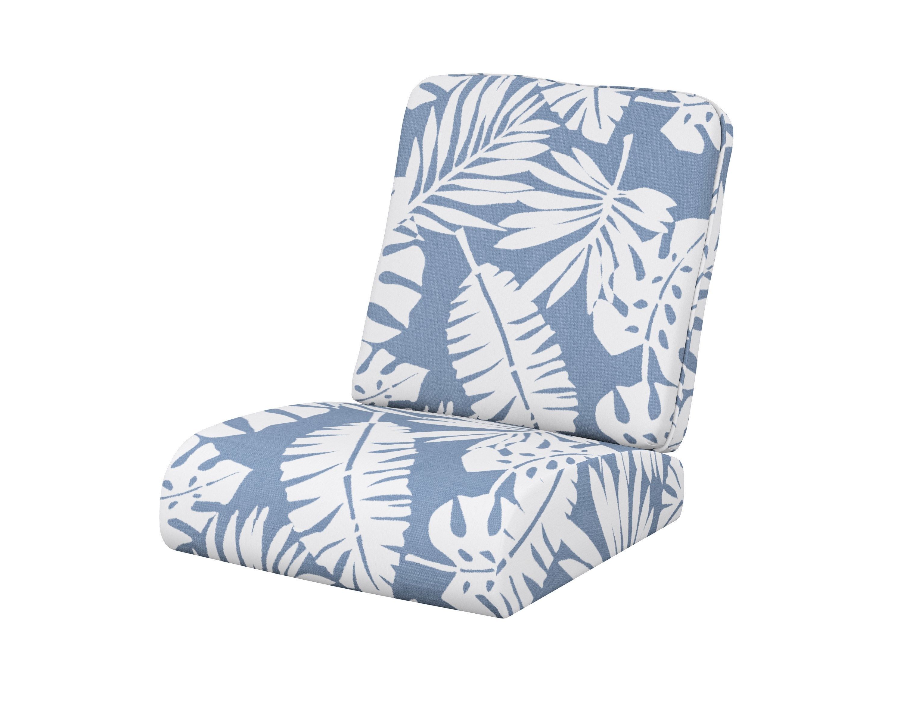 POLYWOOD® Club Seat/Back Cushion in Leaf Sky Blue