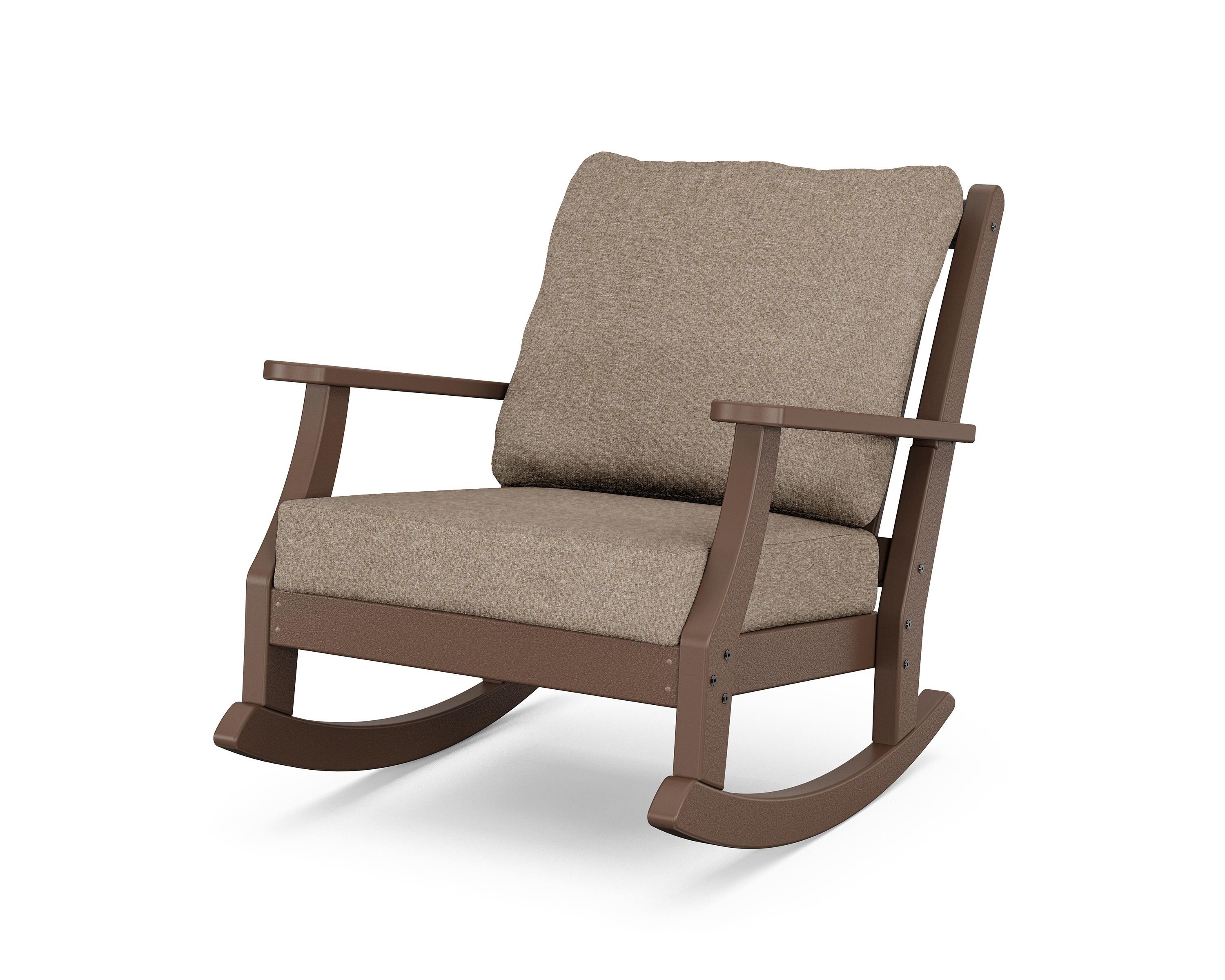 Country Living Wovendale Deep Seating Rocking Chair in Mahogany / Spiced Burlap