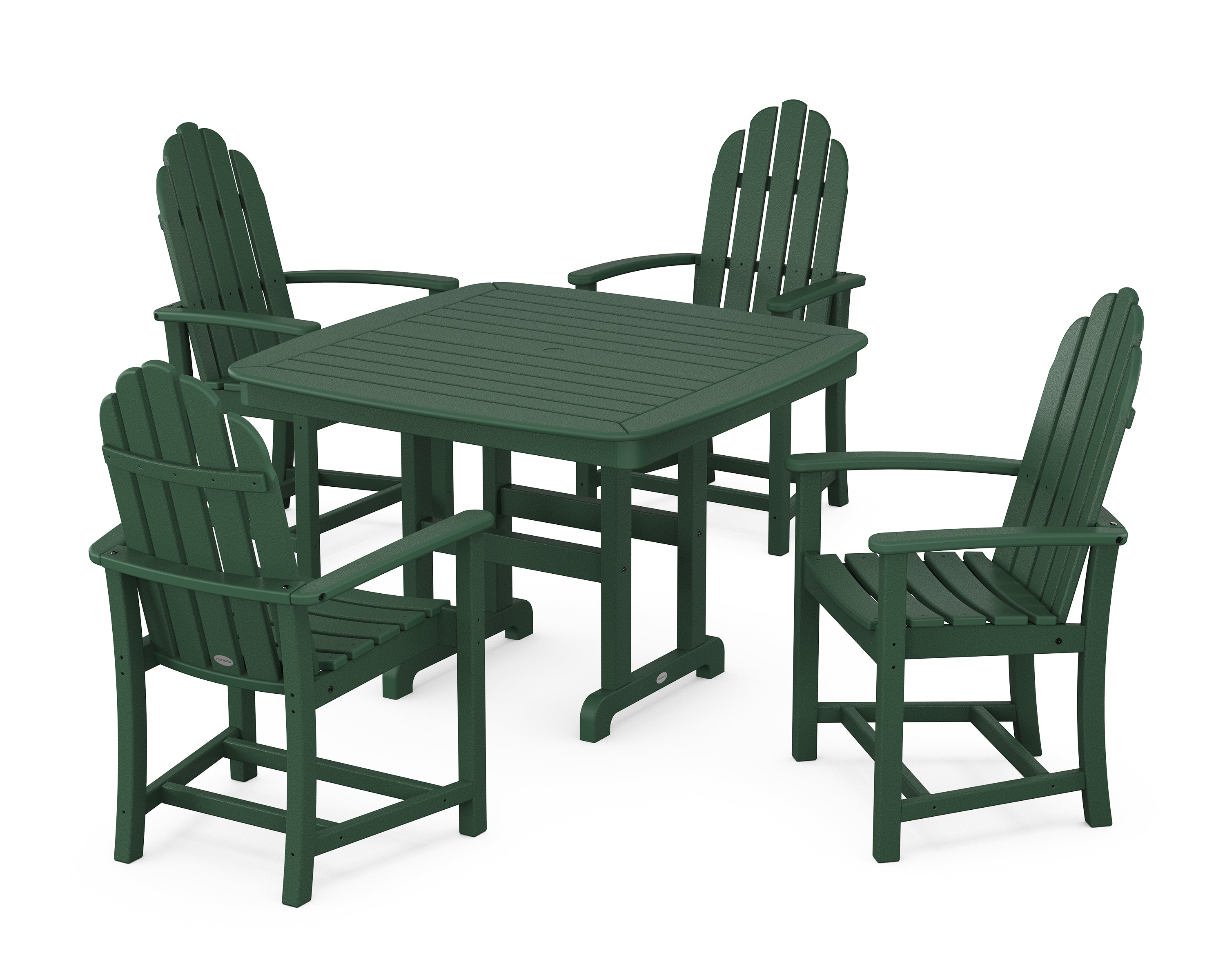 POLYWOOD® Classic Adirondack 5-Piece Dining Set with Trestle Legs in Green