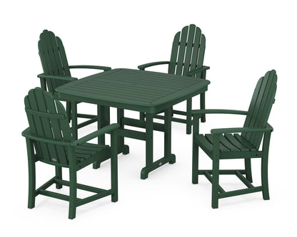 POLYWOOD® Classic Adirondack 5-Piece Dining Set with Trestle Legs in Green