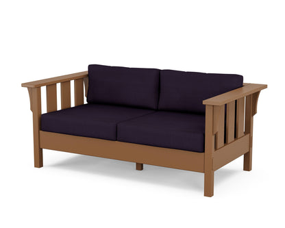 Martha Stewart by POLYWOOD® Acadia Deep Seating Loveseat in Teak / Navy Linen